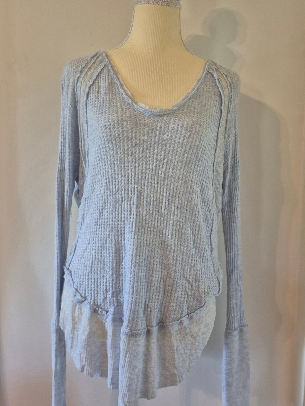 Free People We the Free XS Catalina Oversized Thermal Tunic Top Waffle Knit Boho
